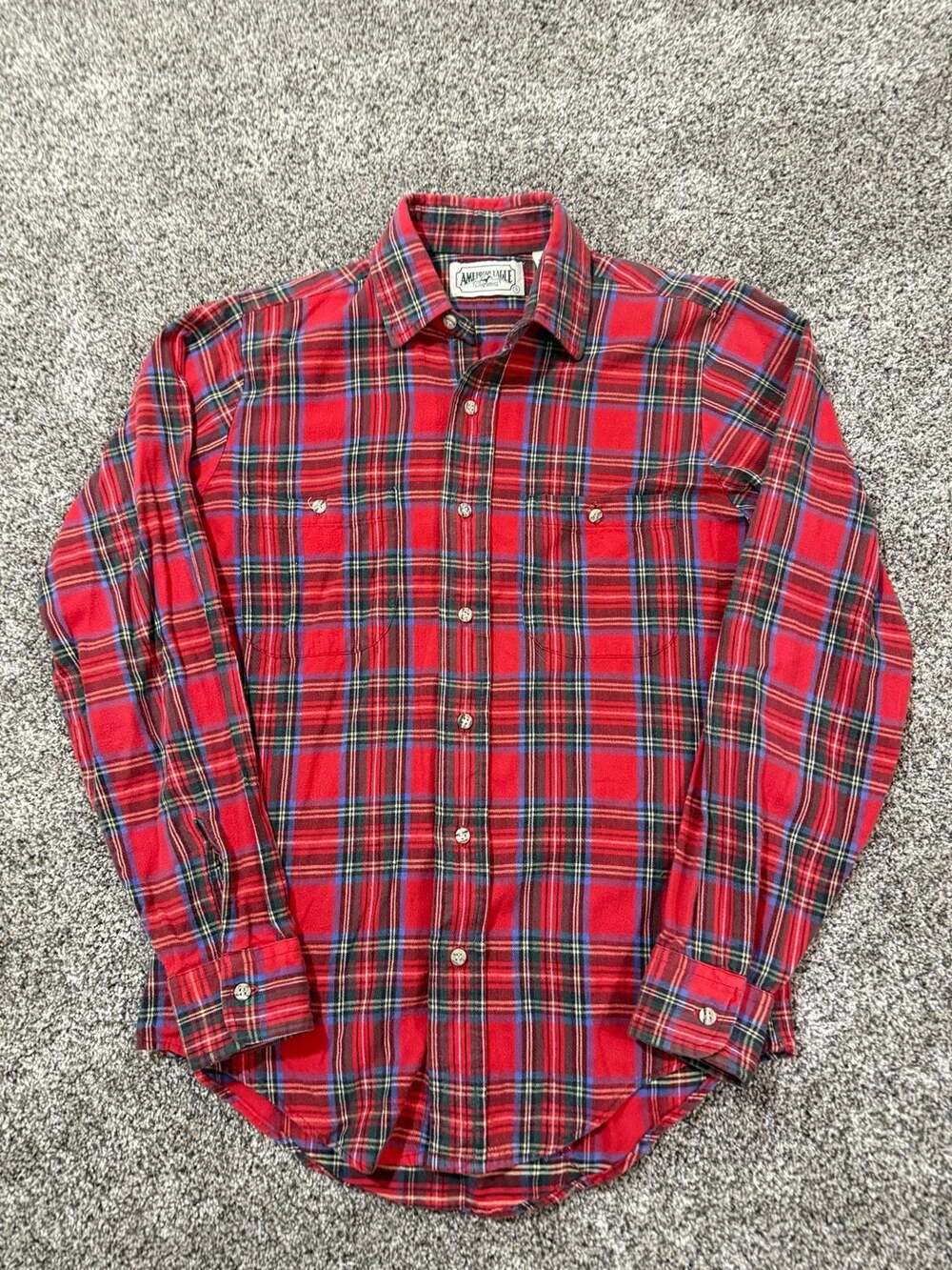 Vintage American Eagle Outfitters 90s Red Plaid Flannel Button Down Shirt Size S